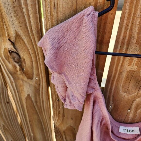 C'isa Mauve Cropped Flutter Sleeve Blouse Women's Medium - Picture 5 of 5